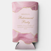 Chic Retirement Party Pink Gold Agate Custom Selters Dosenkühler (Vorderseite)