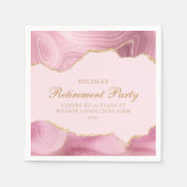 Chic Retirement Party Pink Gold Agate Custom Serviette (Vorderseite)