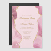 Chic Retirement Party Pink Gold Agate Magneteinladung (Vorne/Hinten)