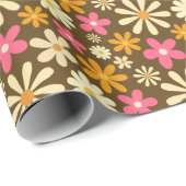 Chic Retro 70er Groovy Hippie Blume Geschenkpapier (Rolleneckpunkt)