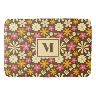 Chic Retro 70er Groovy Hippie Blume Monogramm Badematte
