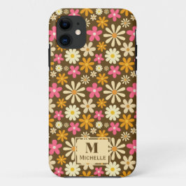 Chic Retro 70er Groovy Hippie Blume Monogramm Case-Mate iPhone Hülle