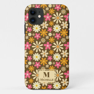 Chic Retro 70er Groovy Hippie Blume Monogramm Case-Mate iPhone Hülle