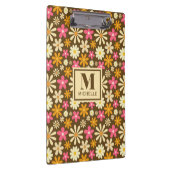 Chic Retro 70er Groovy Hippie Blume Monogramm Klemmbrett (Rechts)