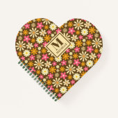 Chic Retro 70er Groovy Hippie Blume Monogramm Notizblock (Vorderseite)