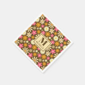 Chic Retro 70er Groovy Hippie Blume Monogramm Serviette (Ecke)