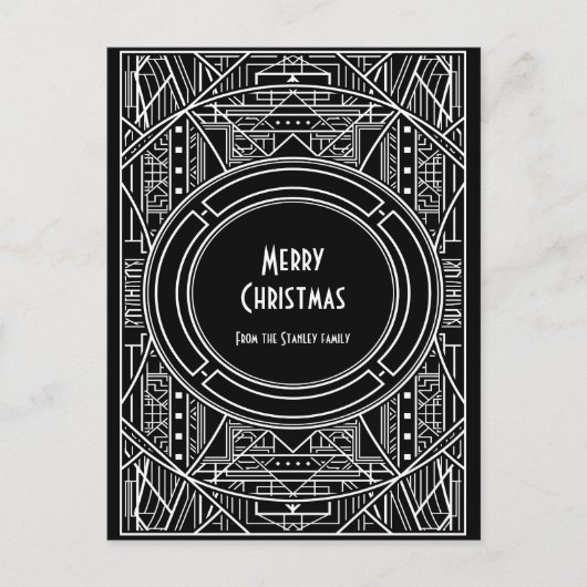 Chic Retro Art Deko Merry Christmas Postkarte (Vorderseite)