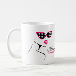 Chic Retro Black Pink Polka Dot Sonnenbrille Schön Kaffeetasse