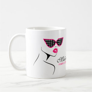 Chic Retro Black Pink Polka Dot Sonnenbrille Schön Kaffeetasse
