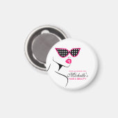 Chic Retro Black Pink Polka Dot Sonnenbrille Schön Magnet (Vorderseite/Rückseite)