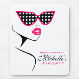 Chic Retro Black Pink Polka Dot Sonnenbrille Schön Mousepad