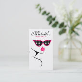 Chic Retro Black Pink Polka Dot Sonnenbrille Schön Visitenkarte (Stehend Vorderseite)
