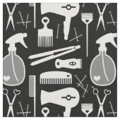 Chic Retro Black & White Hair Salon Tools Stoff (Nahaufnahme)