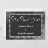 Chic Retro Black & White Pearls Save The Date (Vorderseite)