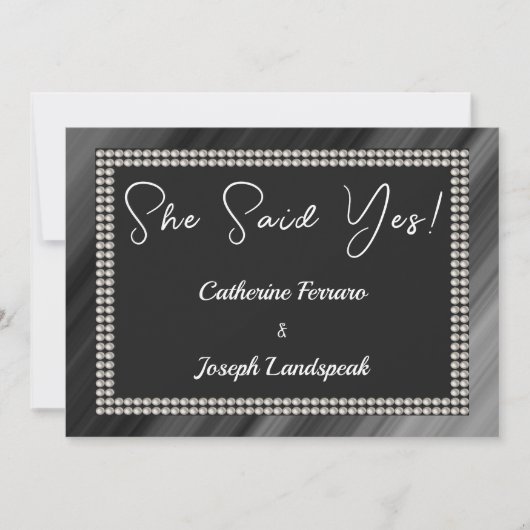 Chic Retro Black & White Pearls Save The Date (Vorderseite)