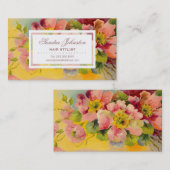 Chic Retro Blumendesign Schönheitssalon Visitenkarte (Vorne/Hinten)