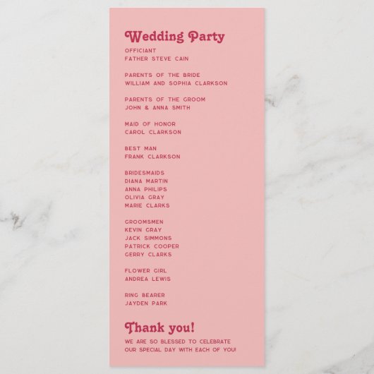 Chic Retro Blush Pink Monogram Wedding Program Programm (Rückseite)