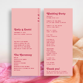 Chic Retro Blush Pink Monogram Wedding Program Programm