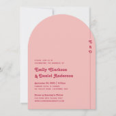 Chic Retro Bold Hot Pink & Blush Monogram Wedding Einladung (Vorderseite)