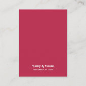 Chic Retro Bright Hot Pink Wedding Vielen Dank Platzkarte (Rückseite)