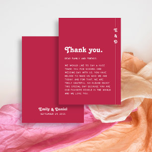 Chic Retro Bright Hot Pink Wedding Vielen Dank Platzkarte