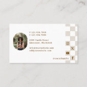 Chic Retro Checkered Pattern Content Creator Photo Visitenkarte (Rückseite)
