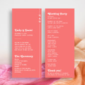 Chic Retro Coral Pink Monogram Wedding Program Programm