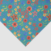 Chic Retro Ditsy mit Blumen auf aquamarinem Seidenpapier (Detail)