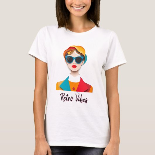 Chic Retro Fashion Portrait T-Shirt (Vorderseite)