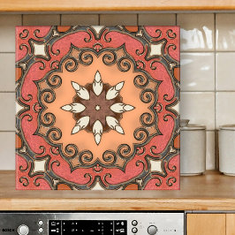 Chic Retro Floral Mediterranes geometrisches Tile Fliese