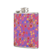 Chic Retro Floral Mini-Print auf Magenta Hip Flask Flachmann (Links)