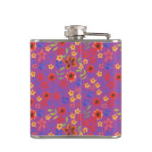 Chic Retro Floral Mini-Print auf Magenta Hip Flask Flachmann (Rückseite)