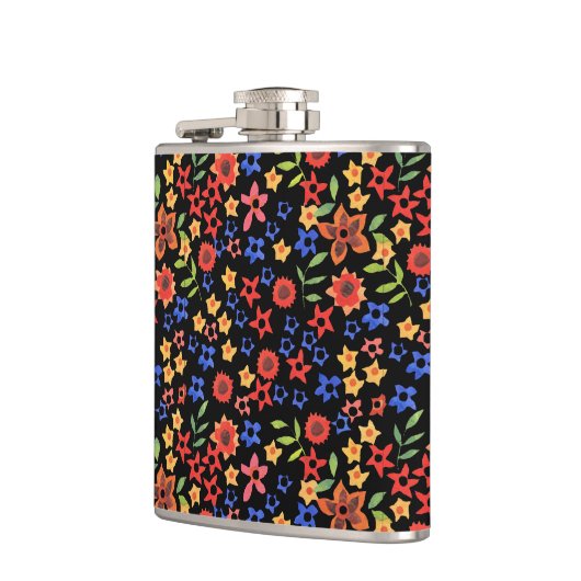 Chic Retro Floral Mini-Print Custom Hip Flask Flachmann (Links)