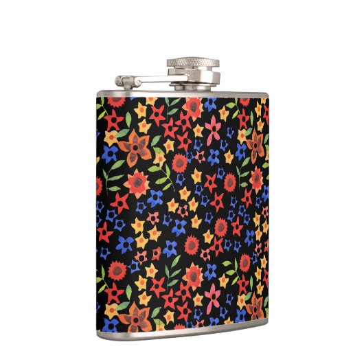 Chic Retro Floral Mini-Print Custom Hip Flask Flachmann (Rechts)