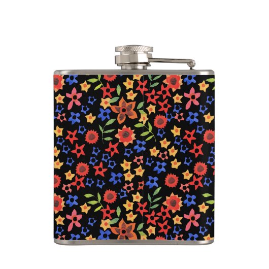 Chic Retro Floral Mini-Print Custom Hip Flask Flachmann (Rückseite)