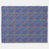 Chic Retro Floral Miniprint auf Blue Fleece Blanke (Vorderseite (Horizontal))