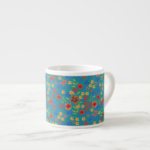 Chic Retro Floral Print auf Aquamarine Espresso-Ta Espressotasse