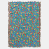 Chic Retro Floral Print auf Aquamarine Throw Blank Decke (Vorderseite Vertikal)