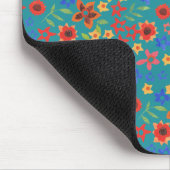 Chic Retro Floral Print auf Aquamarinen Mousepad (Ecke)