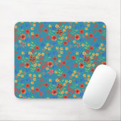 Chic Retro Floral Print auf Aquamarinen Mousepad (Mit Mouse)