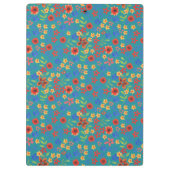 Chic Retro Floral Print auf Blue Acrylic Clipboard Klemmbrett (Rückseite)