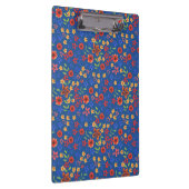 Chic Retro Floral Print auf Blue Acrylic Clipboard Klemmbrett (Rechts)