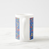 Chic Retro Floral Print auf Blue Bone China Tasse (Rückseite)