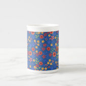 Chic Retro Floral Print auf Blue Bone China Tasse (Vorderseite)