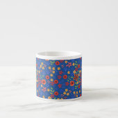 Chic Retro Floral Print auf Blue Espresso Tasse (Vorderseite)