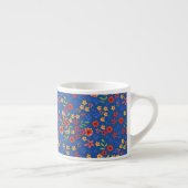 Chic Retro Floral Print auf Blue Espresso Tasse (Rechts)