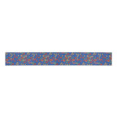 Chic Retro Floral Print auf Blue Grosgrain Ribbon Ripsband (Vorderseite)