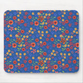 Chic Retro Floral Print auf Blue Mousepad (Vorne)