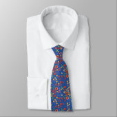 Chic Retro Floral Print auf Blue Unisex Necktie Krawatte (Gebunden)