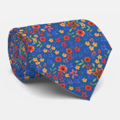 Chic Retro Floral Print auf Blue Unisex Necktie Krawatte (Gerollt)